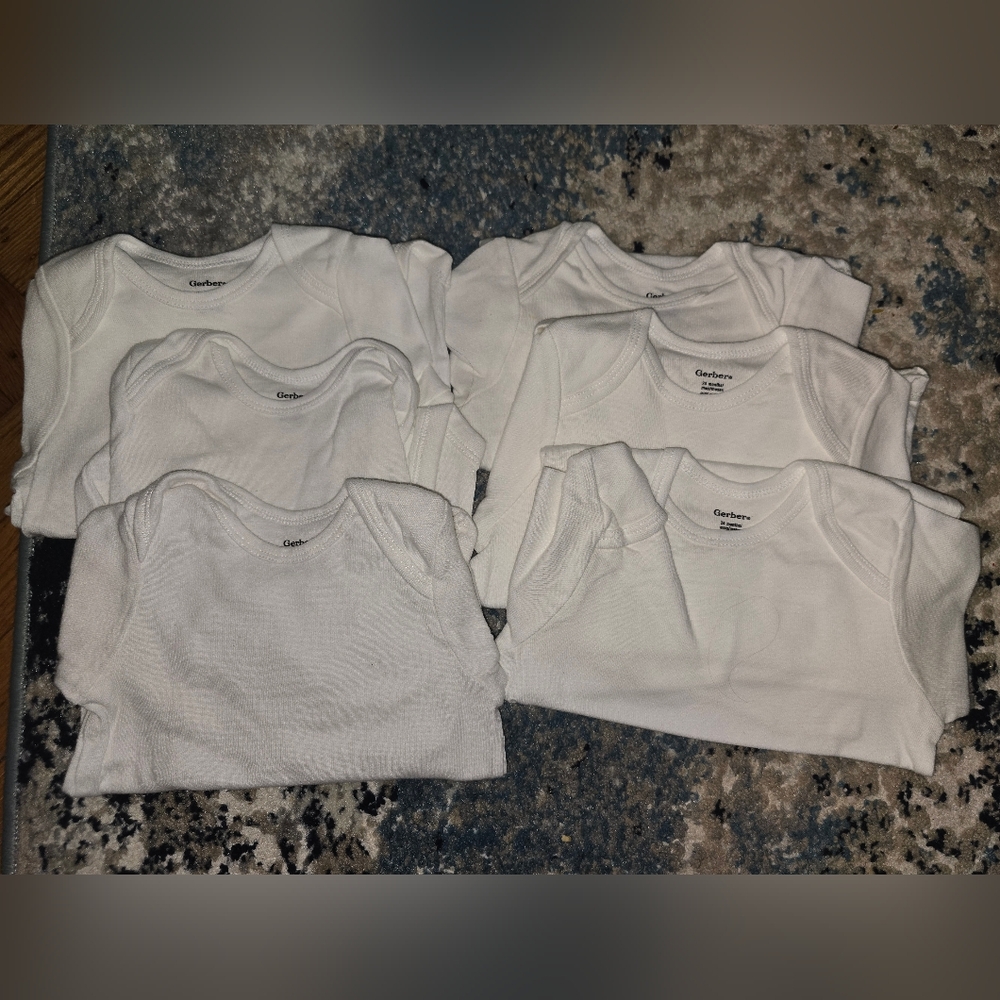 Gerber White Baby Onesies - Pack of Plain Short Sleeve Bodysuits